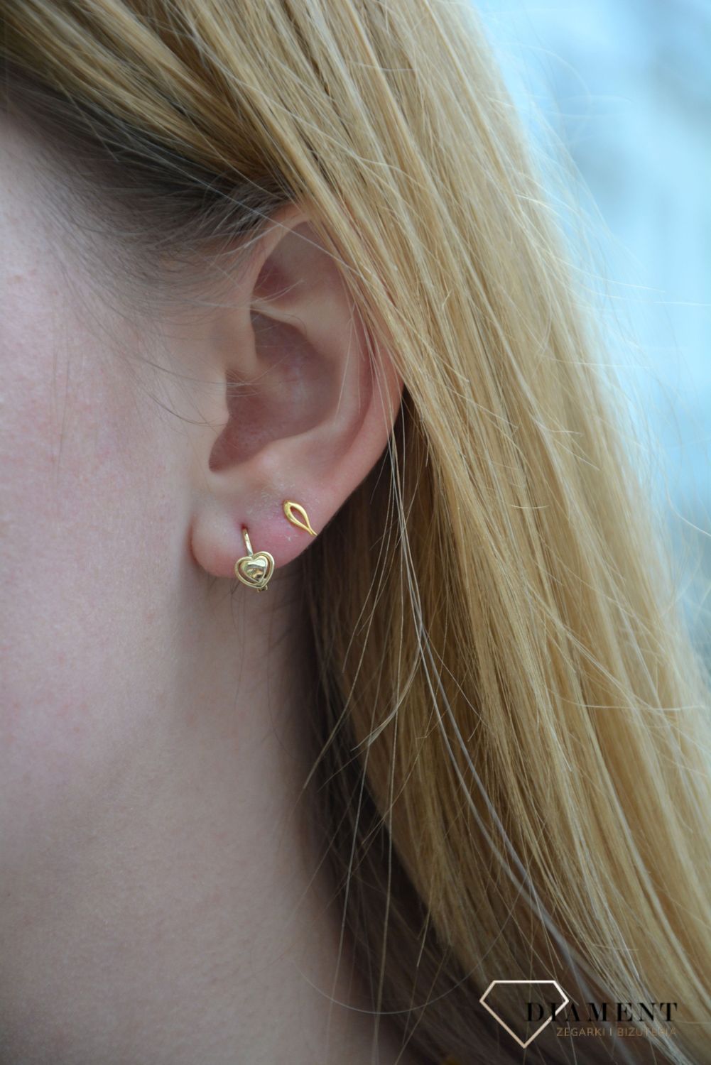 Złote kolczyki serduszka dla dziewczynki KL 6877.jpg